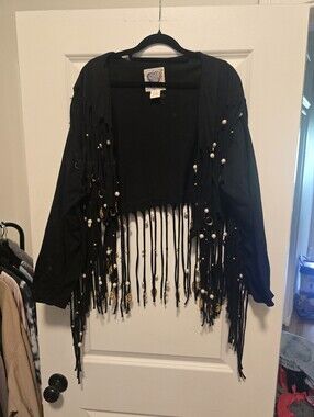 Vintage JOU JOU Fringe 80s jacket with Pearls